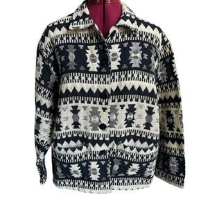 Vintage Pretty Pink Large 100% Cotton Hand‎ Stitched Tapestry Boho Aztec Jacket